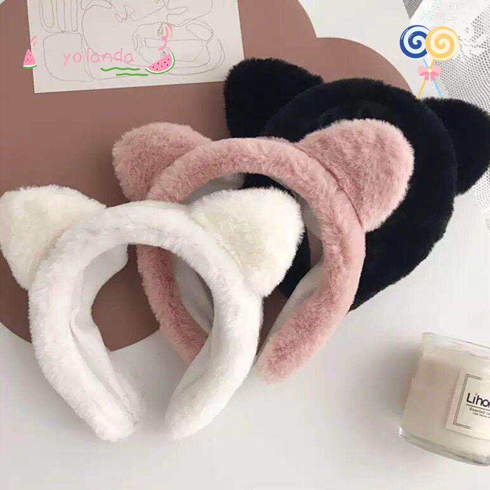 Băng Đô Rửa Mặt Trang Điểm Thiết Kế Tai Mèo Nhồi Bông Dễ Thương