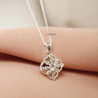 Vòng cổ cỏ bốn lá mặt đá trắng BẠC S925 LANN N089