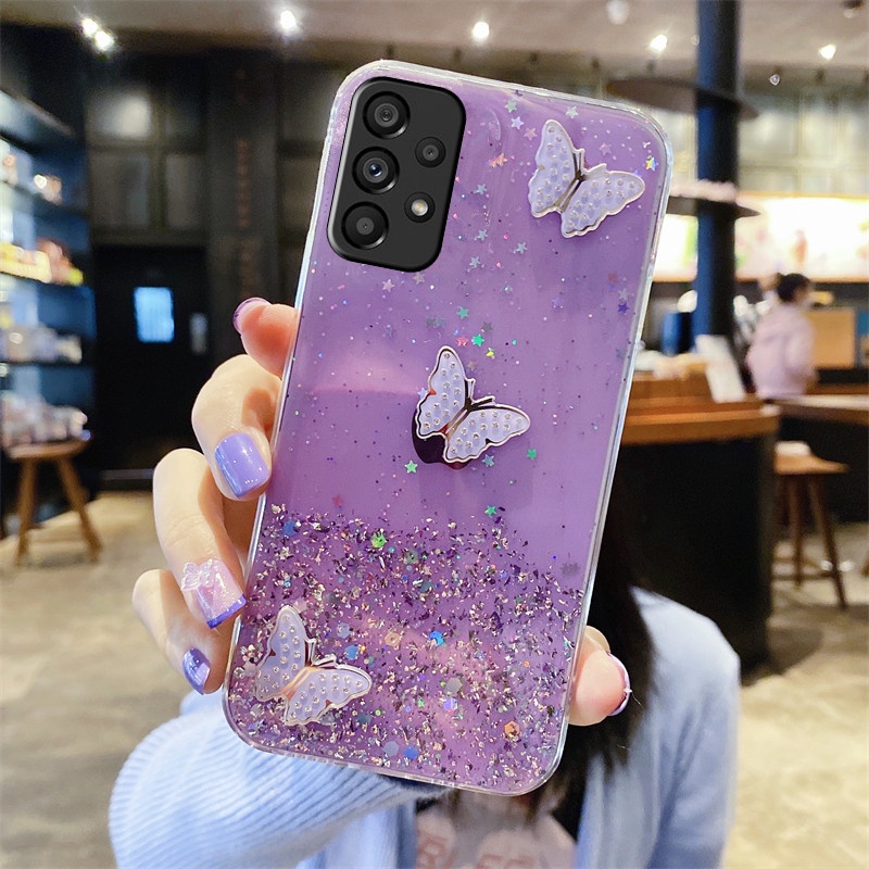 Ốp Lưng Kim Tuyến Đính Hình Bướm Nhiều Mẫu Mã Cho Điện Thoại Samsung Galaxy A53 A33 A73 S22+ S21+ 5G