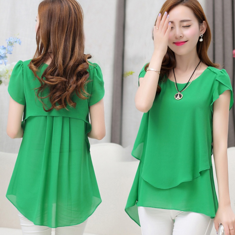 Áo Sơ Mi Vải Voan Tay ngắn Dáng Rộng Phong Cách Thanh Lịch Cho Phụ Nữ Tuổi Trung Niên