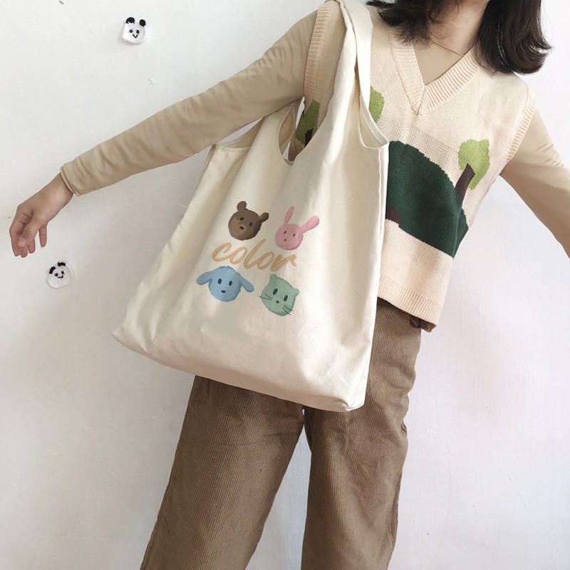 Túi Vải Tote Attitude Colur In Hình Thú Cưng Cute P1963 - LoanTay