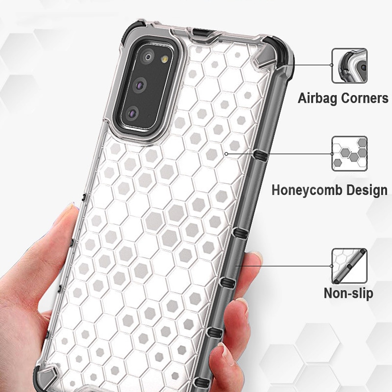 Ốp điện thoại tổ ong trong suốt chống sốc cho Samsung Galaxy A11 A21S A31 A51 A71 M51 Note 10 20 Plus Lite Ultra