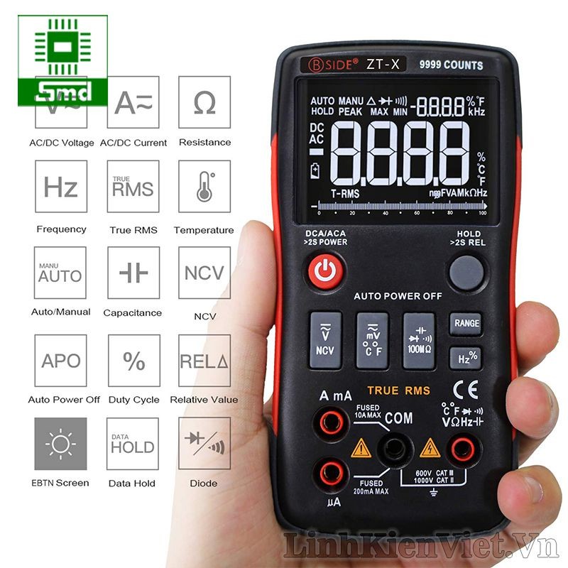 Đồng hồ vạn năng điện tử ZOYI ZT-X đo dòng, điện áp AC/DC, tụ điện, trở và tần số, đo thông mạch đồng hồ số tự động