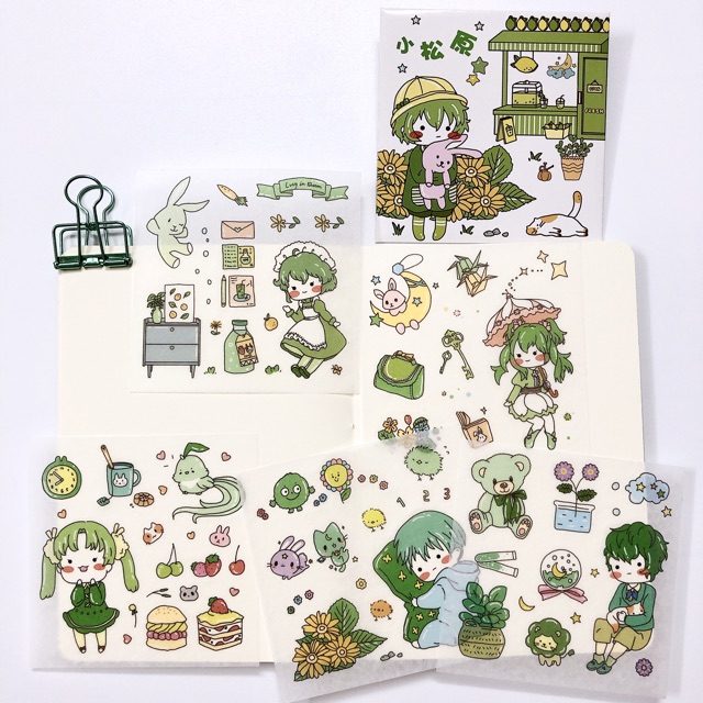 Set 10 tấm hình dán sticker trang trí xinh xắn phong cách hình vẽ hoạt hình