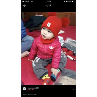 (sidolot)Bộ khăn mũ len 2 quả bông cho bé