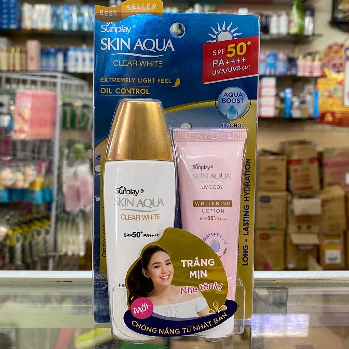 Sữa chống nắng dưỡng trắng Sunplay Skin Aqua Clear White SPF50 25g | BigBuy360 - bigbuy360.vn