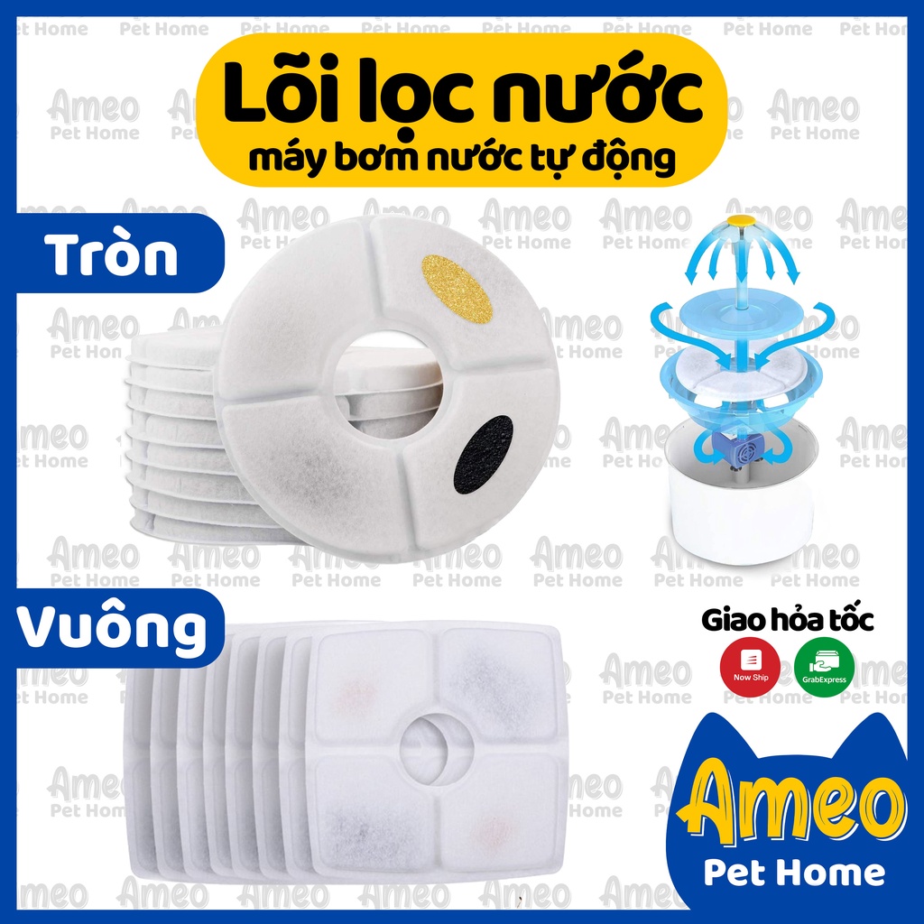 Miếng lọc nước / Lõi lọc vuông tròn dùng cho máy uống nước tự động cho mèo