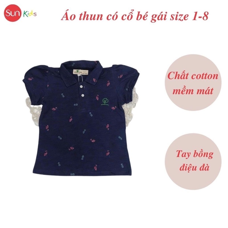 Áo thun cho bé gái, áo phông bé gái chất cotton mềm mát, size 1 - 8 tuổi - SUNKIDS1