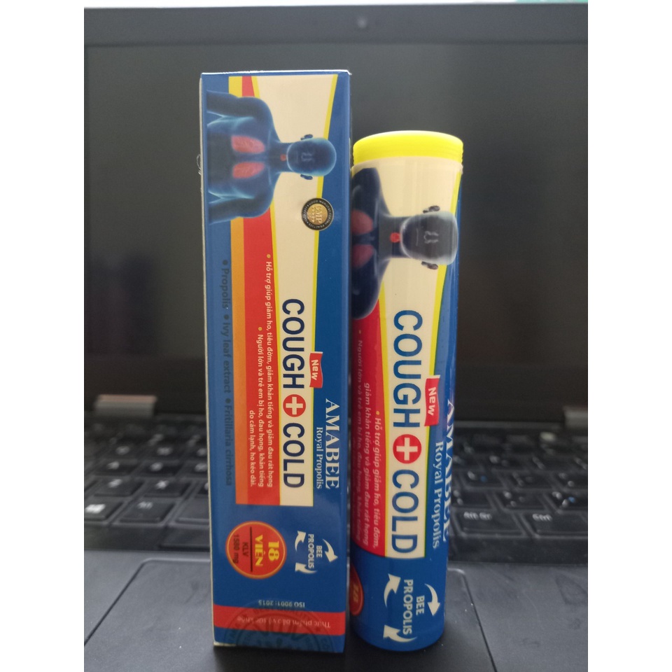 Combo 5 tuýp Viên ngậm Keo Ong Amabee Royal Propolis Cough Cold - Hỗ trợ giúp giảm ho, ho có đờm, giảm khản tiếng- lọ18v