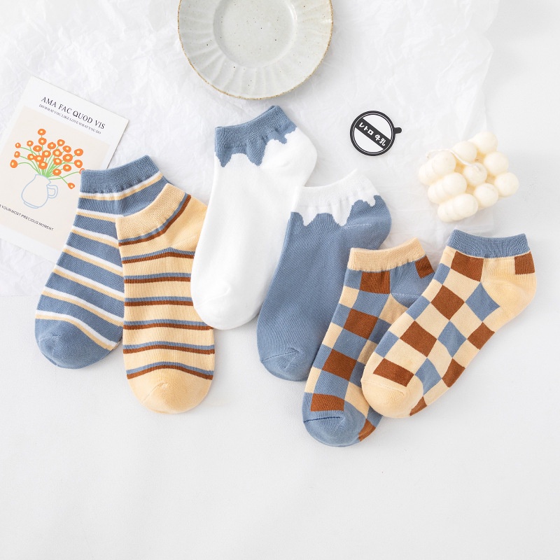 Đôi Vớ Cotton Họa Tiết Sọc Caro Thời Trang Cho Nữ