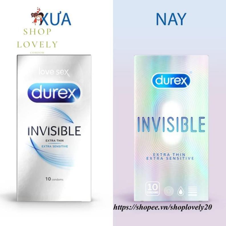 Bao cao su Durex Invisible Extra Thin extra sensitive siêu mỏng siêu mạnh chân thật hương yêu hộp 10c