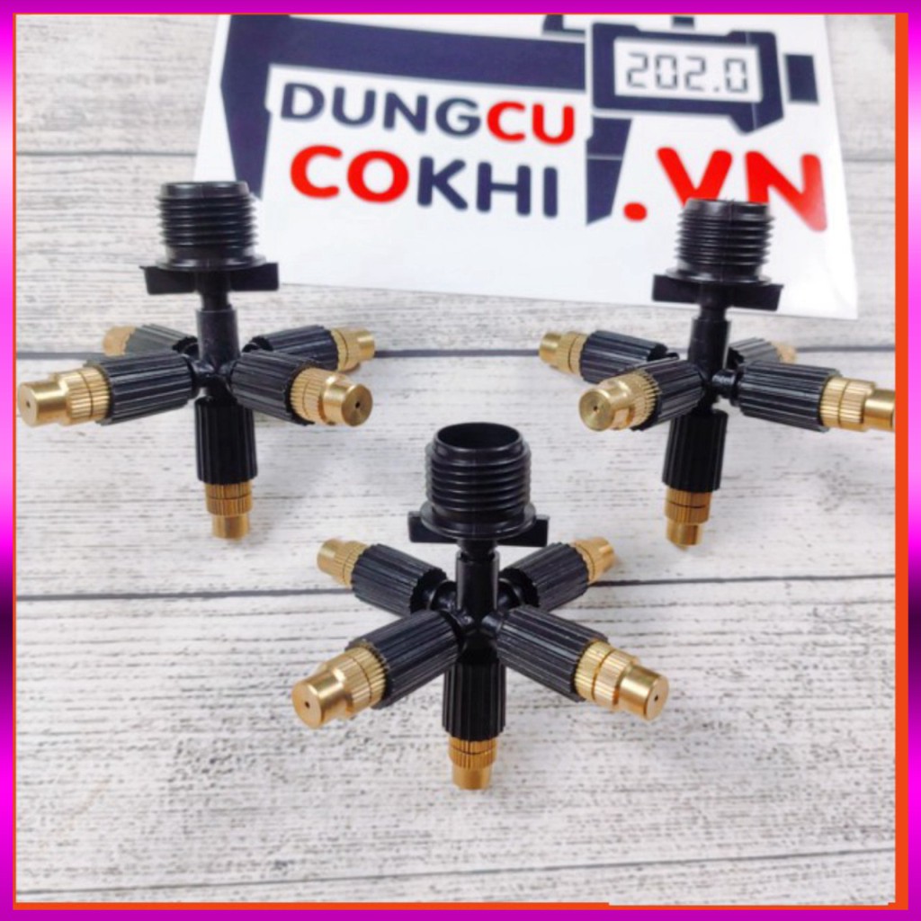3 Béc phun sương 5 tia đồng, kết nối ren 21mm dùng tưới cây, tưới lan