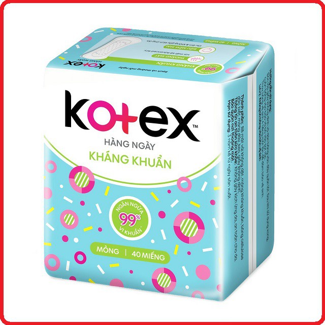 Băng Vệ Sinh Kotex hằng ngày kháng khuẩn 40 Miếng / gói