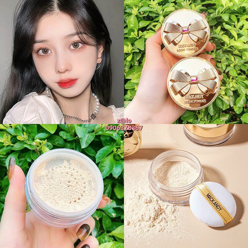 Phấn phủ bột trang điểm Mack Andy Nơ Vàng Đính Đá Siêu xinh