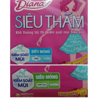 Băng vệ sinh Diana siêu mỏng cánh 8 miếng, Diana siêu mỏng không cánh 8 miếng