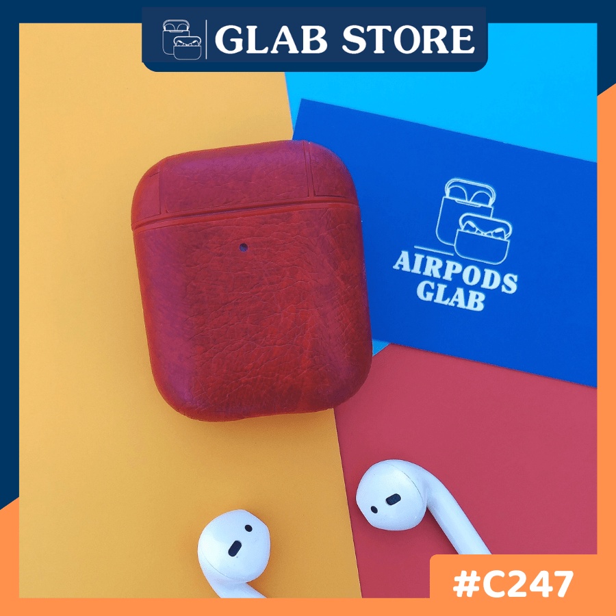 Vỏ Ốp Airpods 1 2 Kiểu Dáng Trơn Màu Đỏ Chất Liệu Da Tổng Hợp Case Airpod - C247/C143
