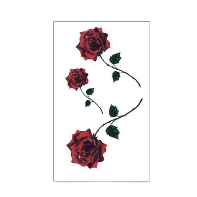flowersqueen [Hàng mới về] Hình xăm dán tạm thời hình hoa hồng đỏ chống thấm nước thời trang dành cho nam nữ