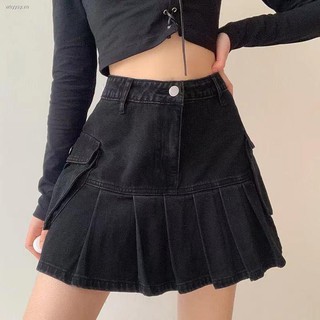 Chân váy bằng vải jean dáng chữ A thời trang xinh xắn cổ điển cho nữ