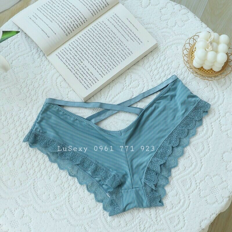 Quần lót nữ thun lạnh chéo mông sexy gợi cảm màu hồng, đen, trắng, xám, vàng, đỏ | BigBuy360 - bigbuy360.vn