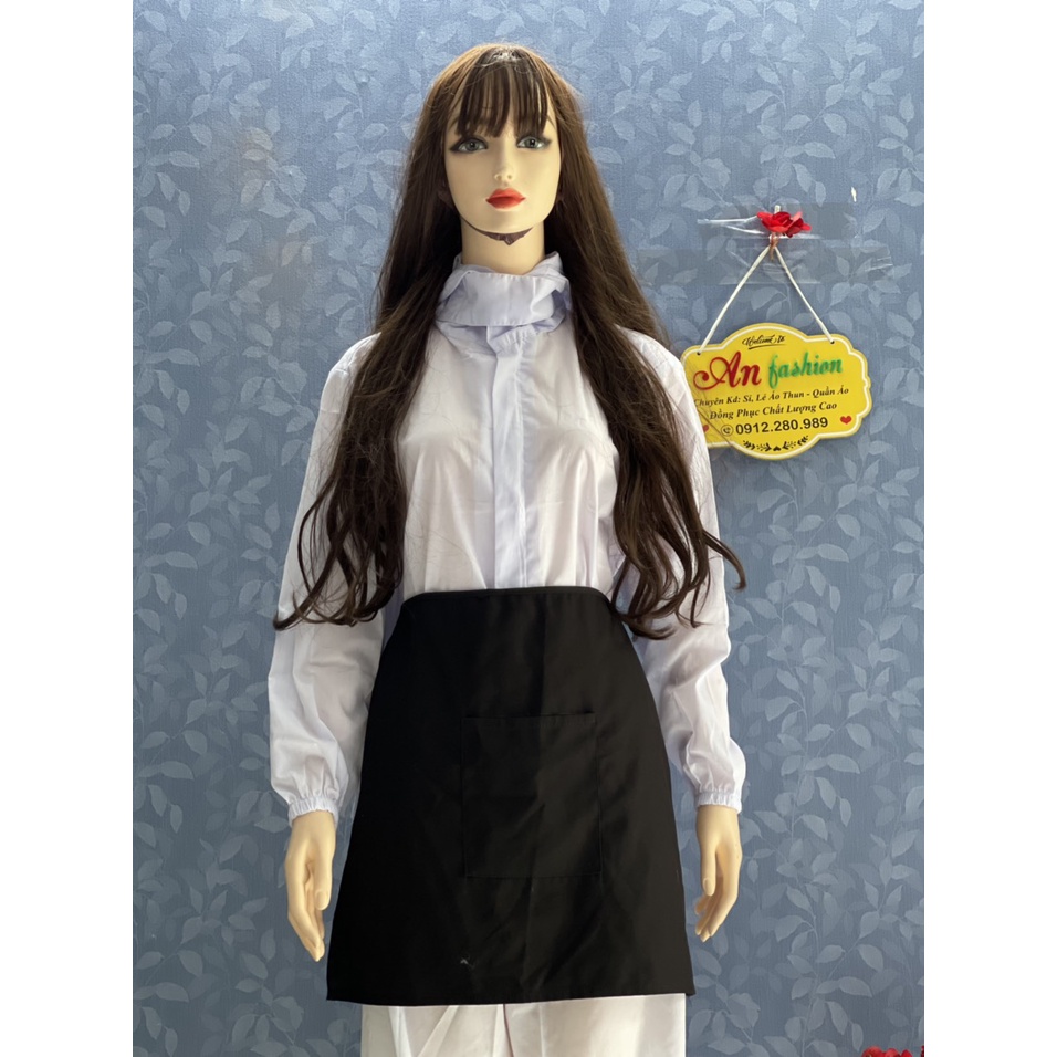 Tạp Dề Ngắn Trơn Màu Đen Vải KaKi Cao Cấp _ Xưởng sản xuất trực tiếp