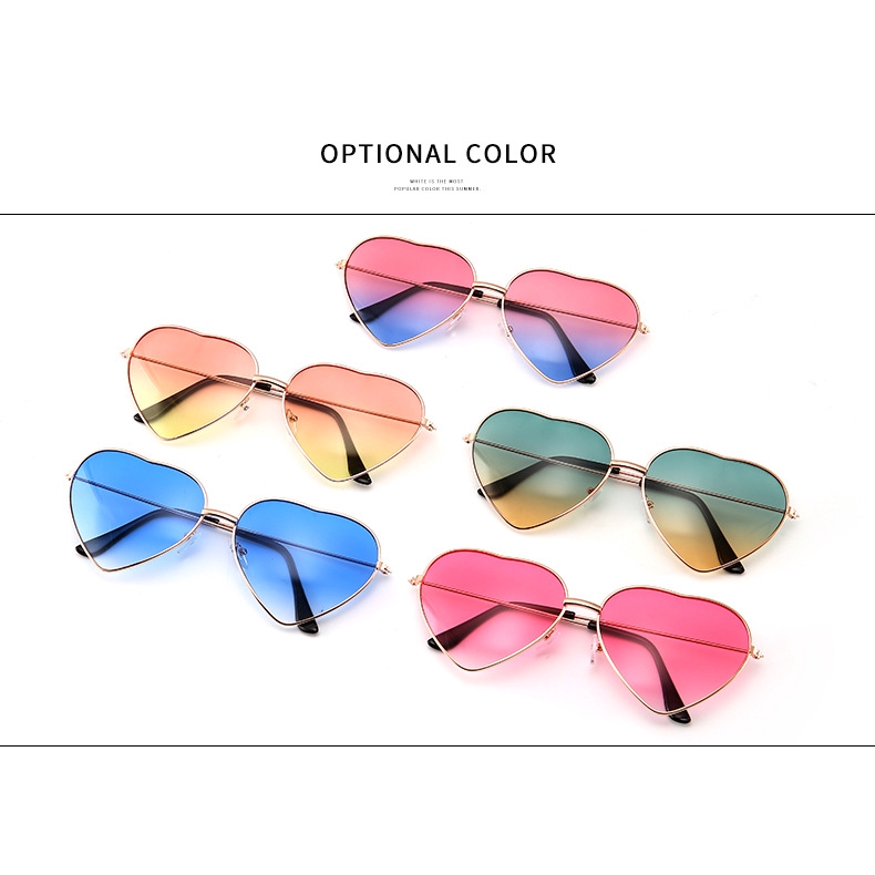 New Fashion Unisex Fashion Heart-shaped Sunglasses Glasses Colorful