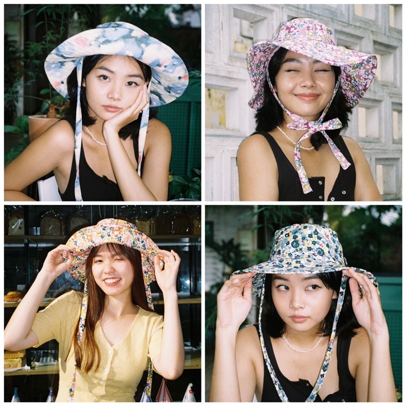 Nón tai bèo rộng vành che nắng có dây cột, phụ kiện tô điểm thêm outfit NEE NEE STRAP BUCKET HA