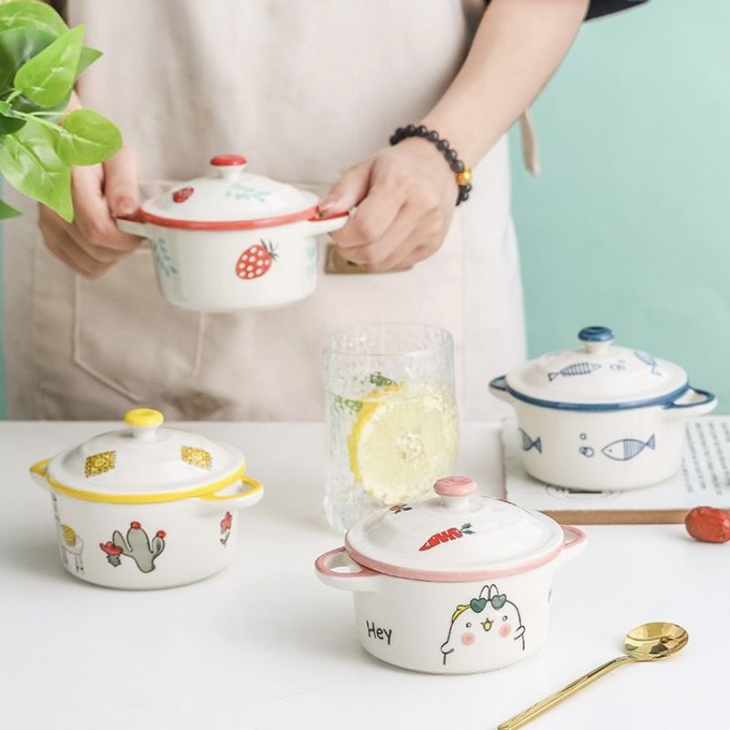 Bát yến Sứ Có Nắp Cao Cấp_Thố trưng Yến_ Âu cách thủy 250ml