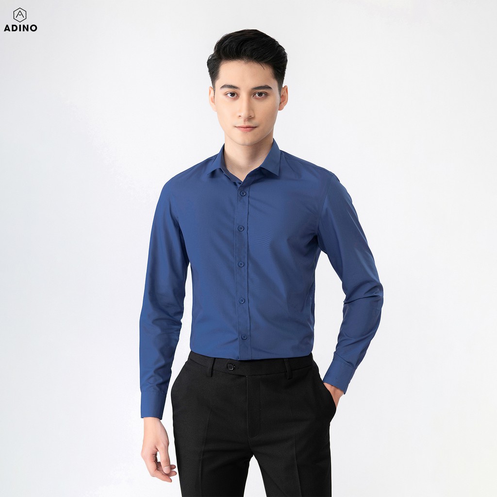 Áo sơ mi nam dài tay ADINO 6 màu vải sợi sồi modal dáng slimfit trẻ trung S300-S306 | BigBuy360 - bigbuy360.vn