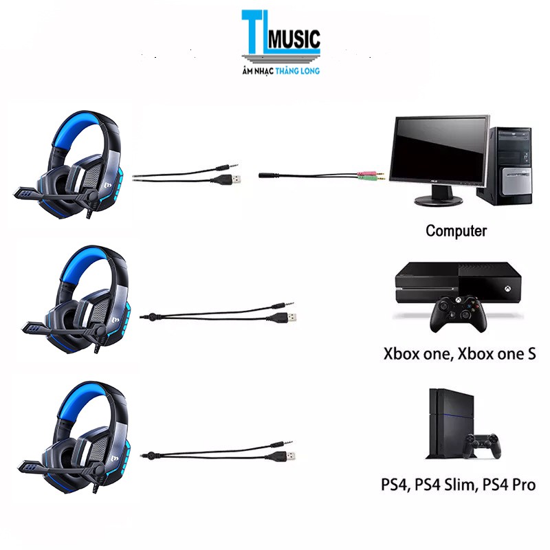 Tai nghe chuyên game thủ âm thanh vòm 7.1 chụp tai,chống ồn Cho PS4 PS5 Xbox Laptop Tai Nghe Máy Tính Có Mic,đèn led