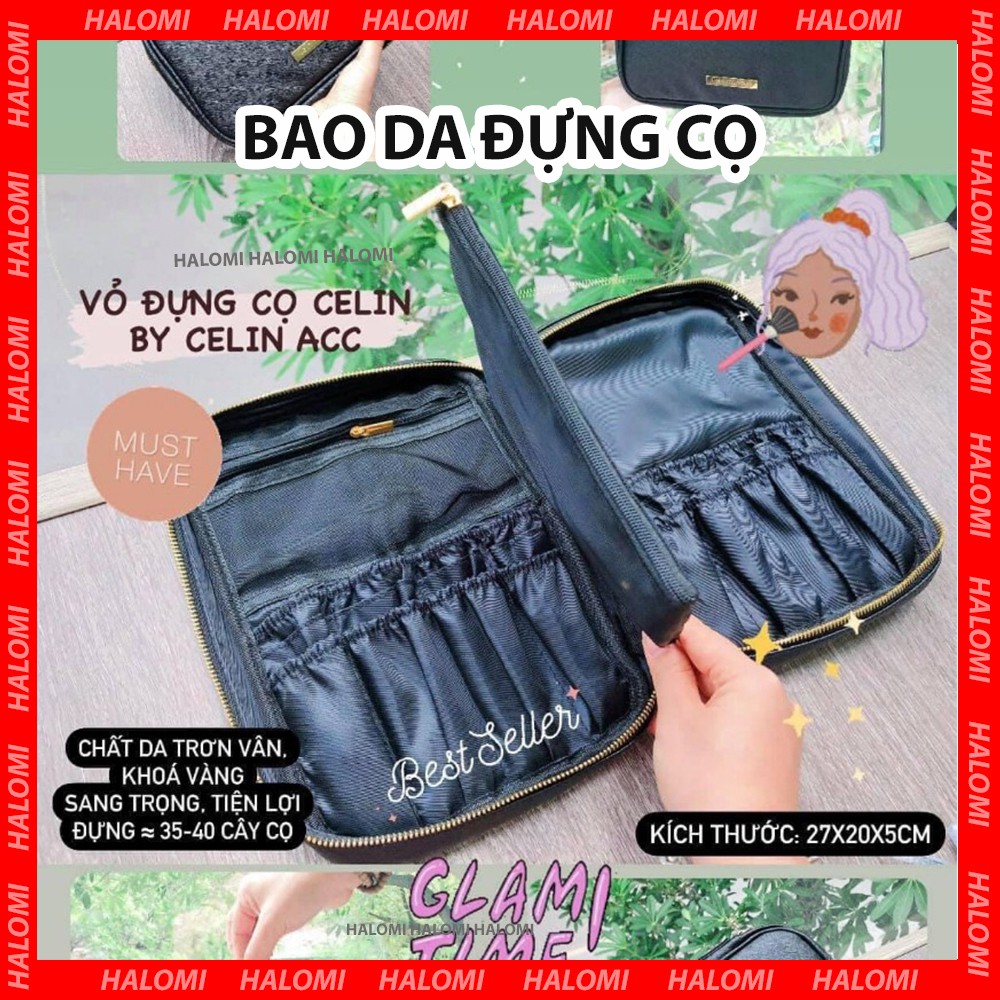 Bao Da Đựng Cọ Celin Khóa Vàng Cao Cấp Chống Nước Siêu Bền Chính Hãng