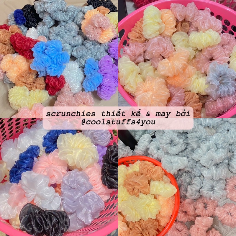 Đồ buộc tóc scrunchies voan phồng nhiều màu✨