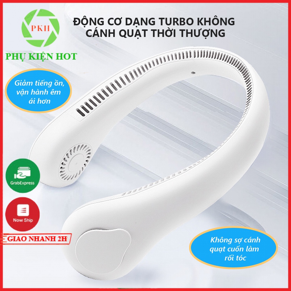 Quạt đeo cổ mini không cánh 3 chế độ gió sạc USB sử dụng liên tục 3.5h, nhỏ gọn, tiện lợi, dáng thể thao