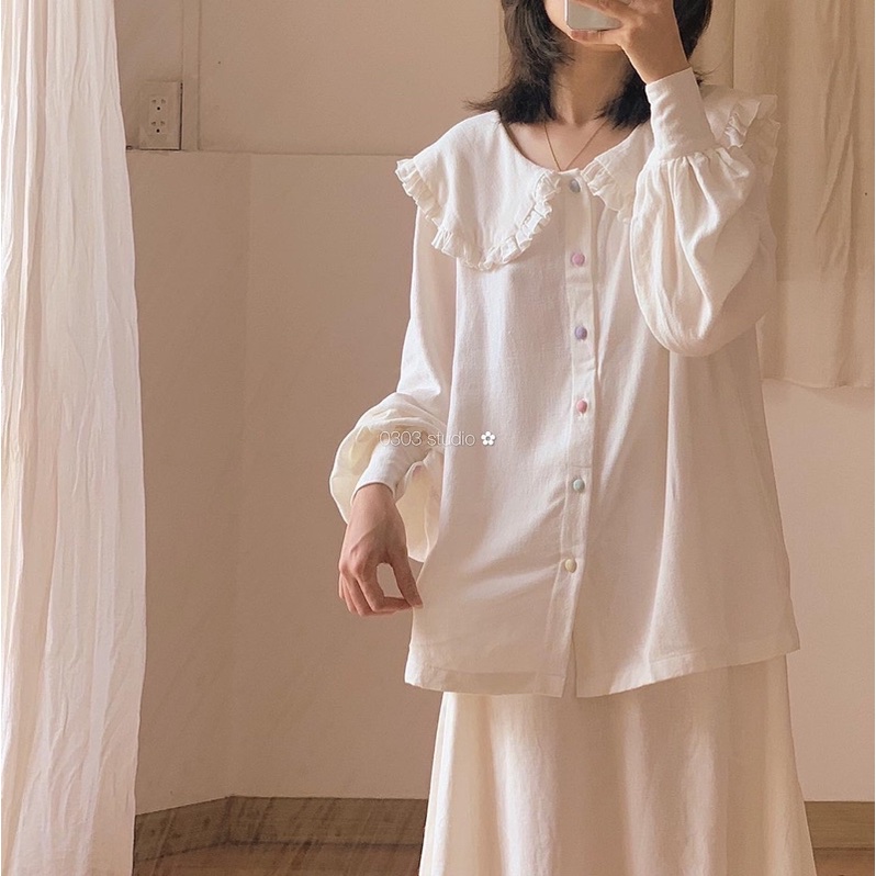 Vanilla 1 - Áo sơ mi cổ tròn tay dài - Bánh Kem - 0303 studio