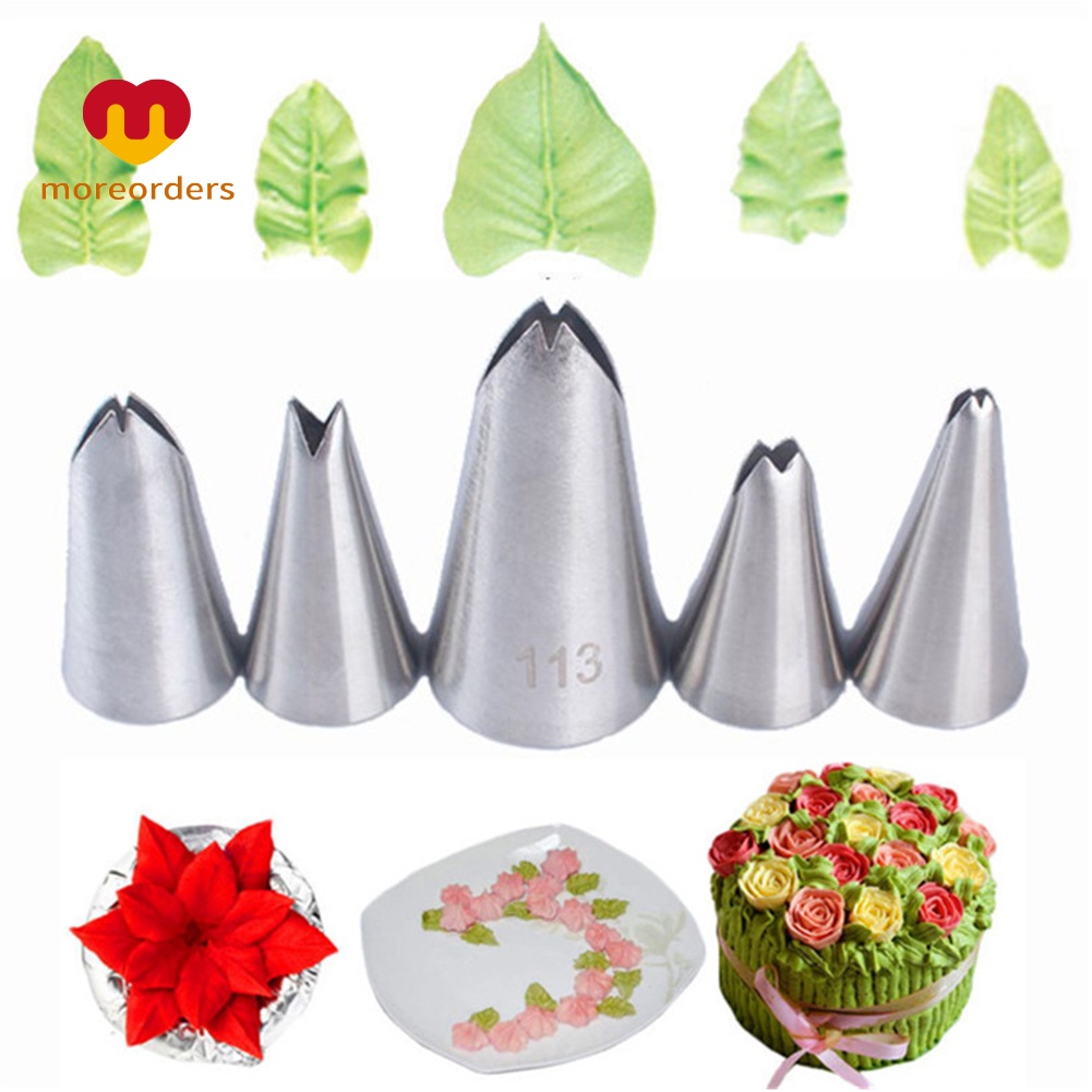 Set 5 đui bắt bông kem tạo hình chiếc lá trang trí bánh