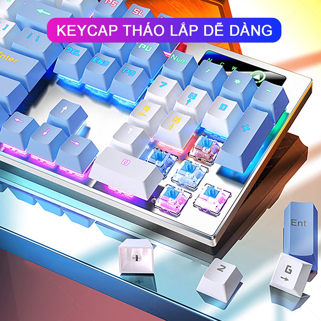 Bàn phím cơ gaming có dây SIDOTECH ZK-3 TKL 87 phím blue switch đèn led nhiều chế độ cho máy tính laptop