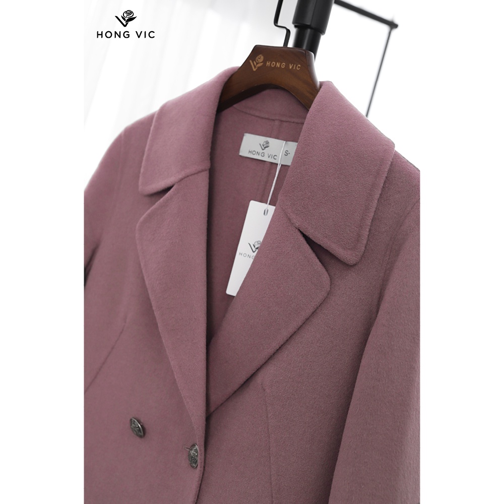 Áo mang-to nữ thiết kế Hongvic tím khâu tay MT18