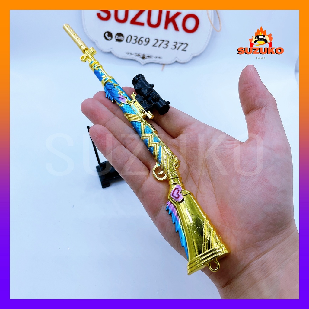 Mô hình súng kim loại lắp ráp pubg, csgo free fire đồ chơi lắp ráp 98K kar 98 Deep Sea nhân vật dài 24cm sưu tầm