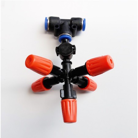 Béc tưới 5 hướng màu cam kèm T  8mm