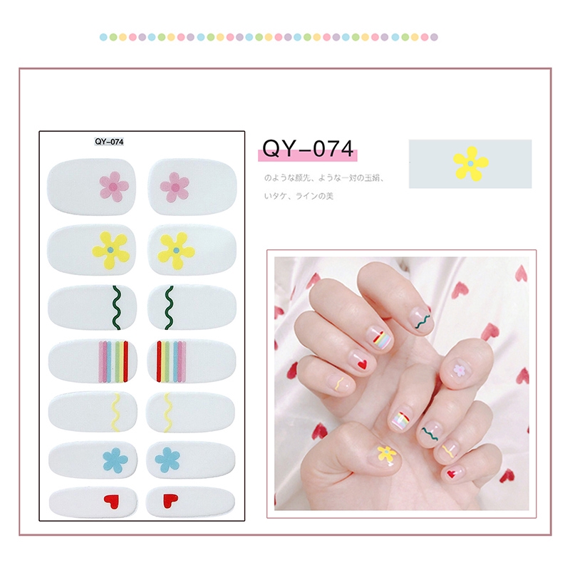 Set 14 Miếng Dán Trang Trí Móng Tay 3d Thời Trang Qy070-089