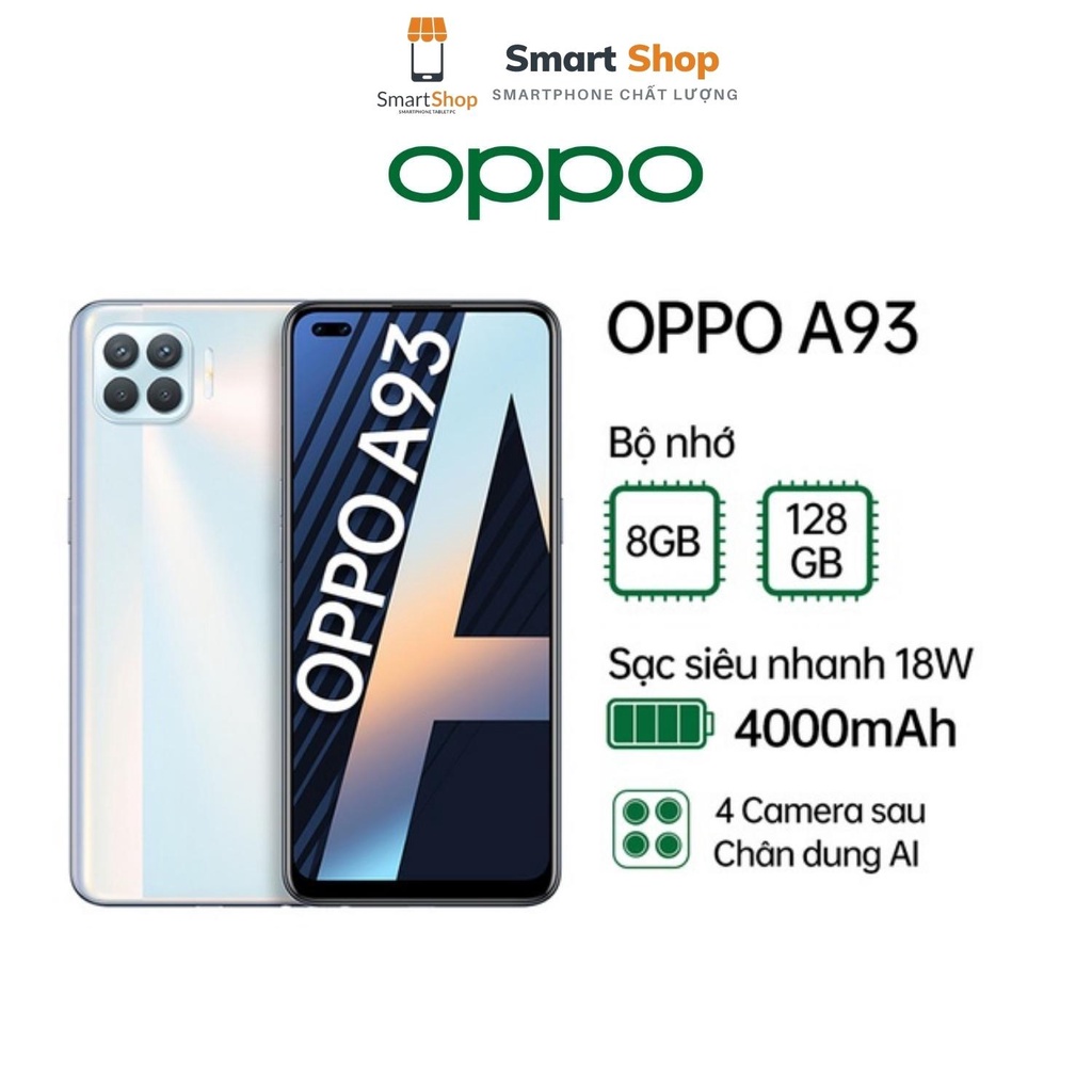 Điện thoại OPPO A93 (8Gb/128Gb) - Đại lý phân phối chính hàng - Bảo hành 24 tháng