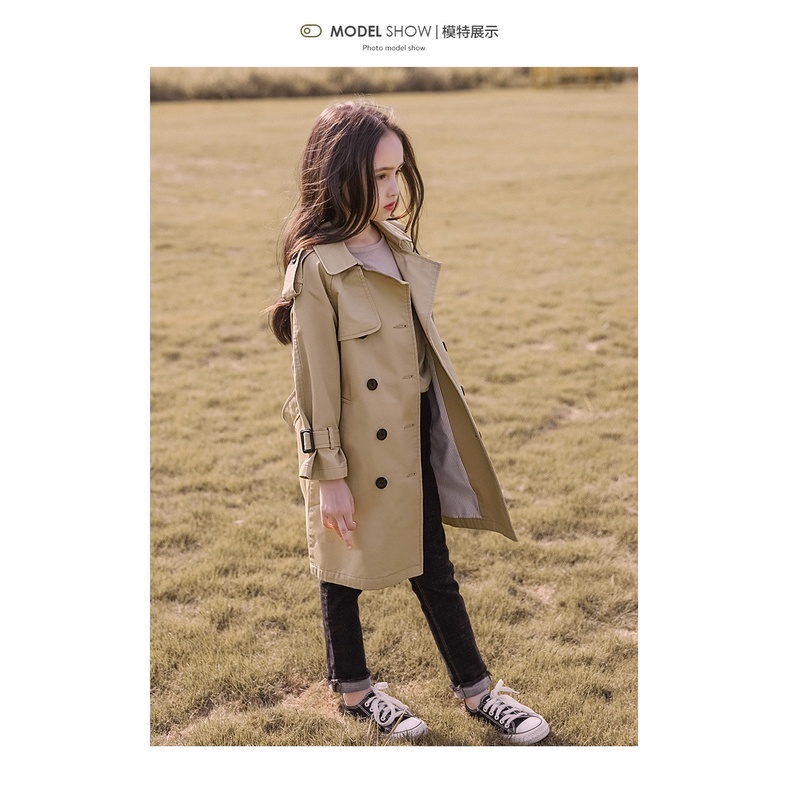 Áo khoác IQ ANGEL dáng dài chống gió phong cách Hàn Quốc thời trang mùa thu dành cho bé gái