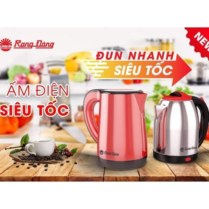 Ấm siêu tốc đun nước Rạng Đông 1,8L / 1,7L siêu bền, cách điện an toàn, inox 304