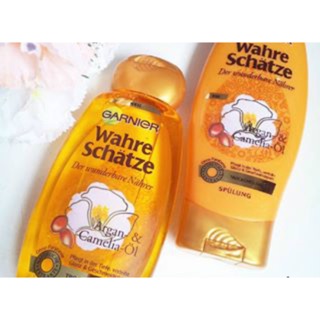 Bộ dầu gội GarnierWahreSchatze Argan&Camelia cho tóc khô