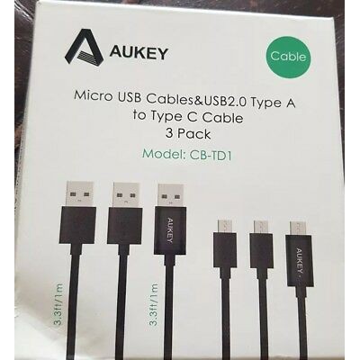 Bộ 3 cáp xạc Aukey dài 1 mét CB-TD1