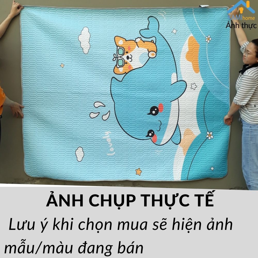 Chiếu vải điều hòa cao su non dùng cho mùa hè có kèm vỏ gối và chọn Cỡ 120-160-180cm hàng 3 lớp cao cấp Kami27017