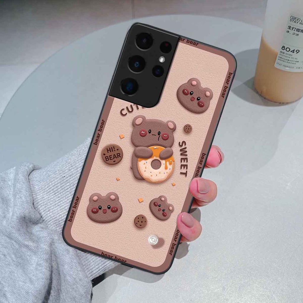 Ốp Samsung S21 Ultra bear brick, gấu đáng yêu, dễ thương