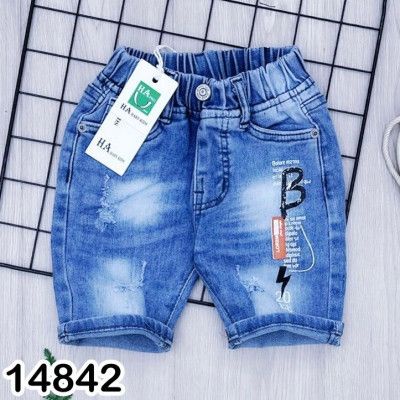 Quần short jean lưng thun co giãn thoải mái cho bé trai 9-30kg - Bigbabyshop
