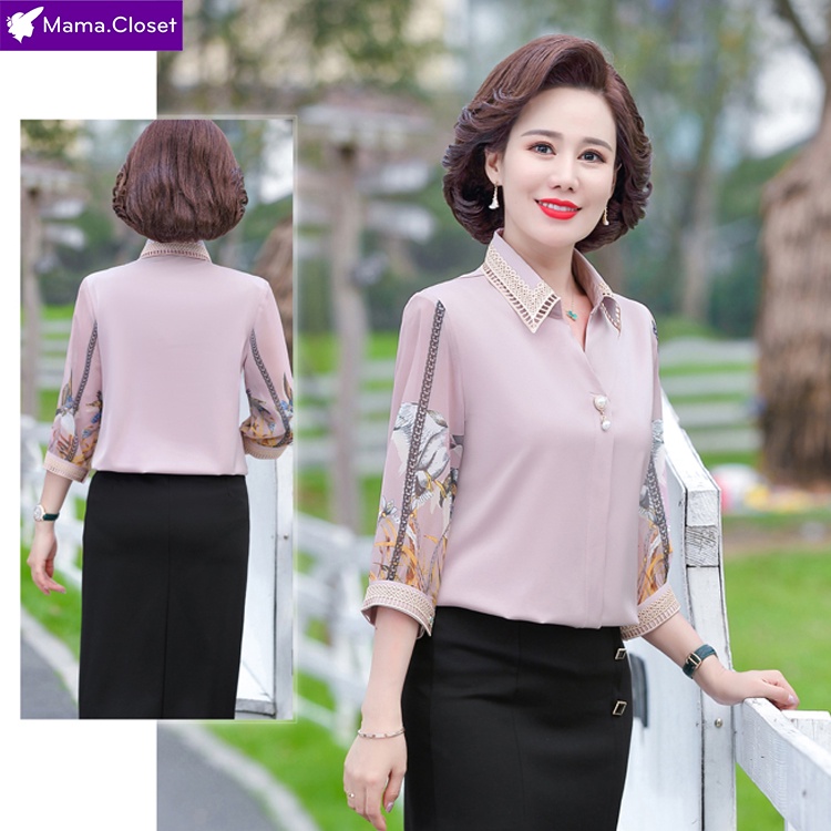 #C6036 AÓ SƠ MI LỤA QUẢNG CHÂU CAO CẤP CHO NGƯỜI TRUNG NIÊN, QUÀ TẶNG Ý NGHĨA CHO MẸ. CHẤT VẢI THOÁNG MÁT, SANG TRỌNG &lt;3
