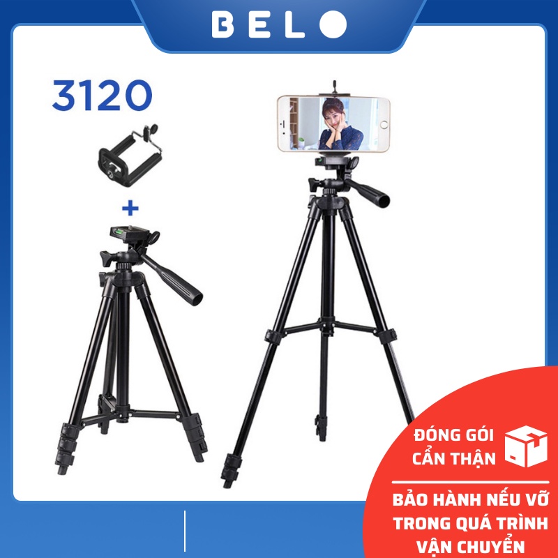 Gậy Chụp Ảnh 3 Chân Tripod 3120 có tay cầm tặng kèm đầu kẹp tương thích nhiều dòng máy điện thoại - BELO