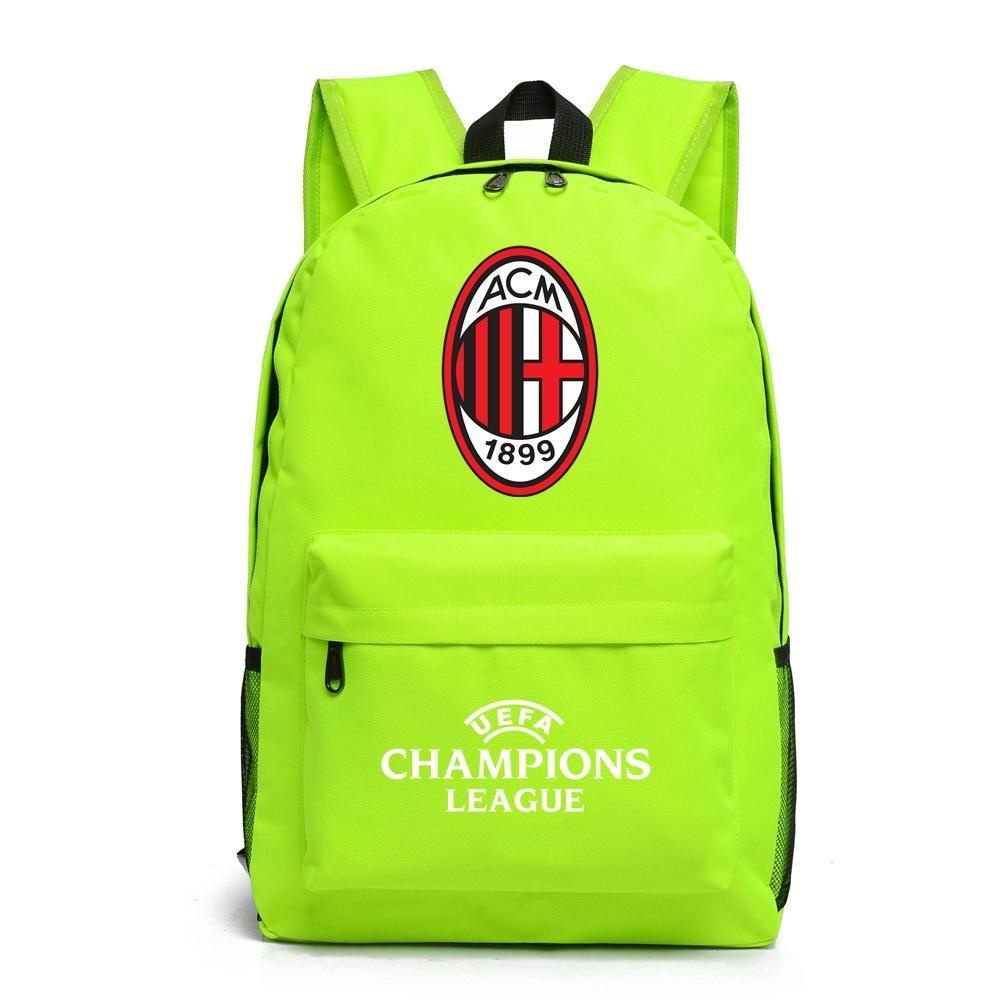 Ba Lô Vải Canvas In Chữ AC Milan Phong Cách Châu Âu Cho Nam Và Nữ